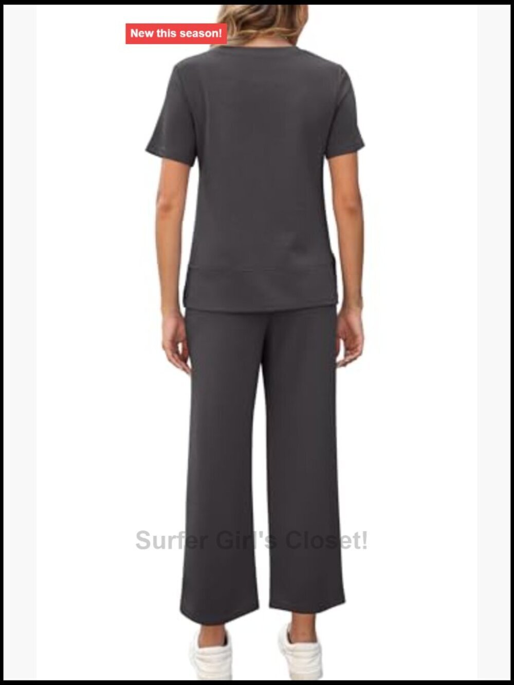 Side Slit Lounge Set 2 Piece Travel Outfits Cozy Loungewear Wide Leg Tracksuits - Picture 5 of 7